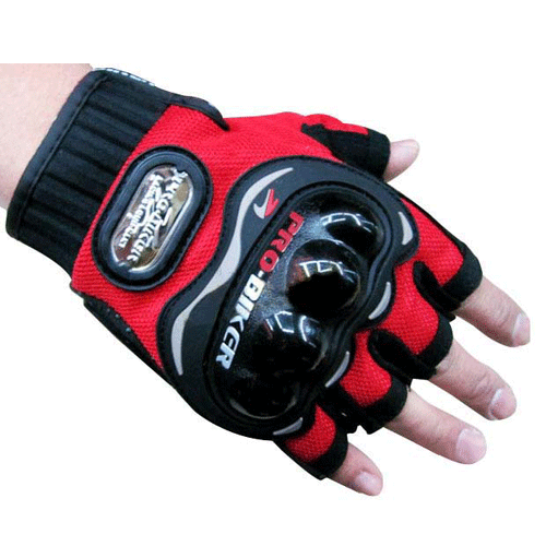 Red Pro Biker Half Finger Gloves